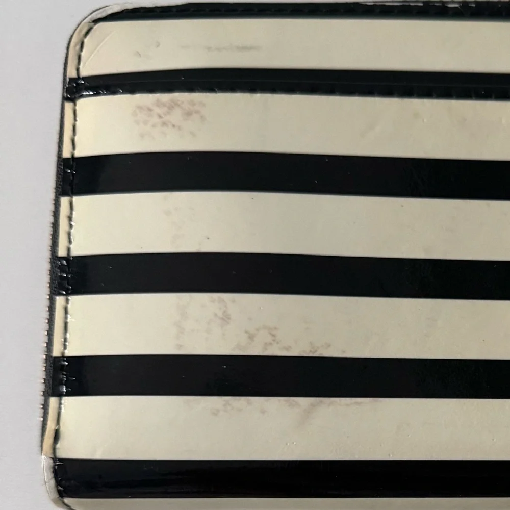 Kate Spade Black and Cream Striped Wallet